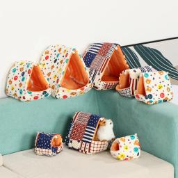 Ninho de pelúcia macio para pequenos animais, cama de dormir, casa quente, caverna, suprimentos para animais, pequeno, hamster, cobaia - Image 2