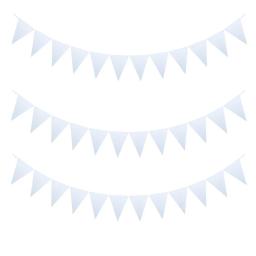 Guirlanda bandeiras para casamento, decoração de festa, 3 estilos, 8m, 18 bandeiras, não-tecido, branco - Image 1