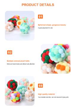 Bola de pelúcia interativa para gato, brinquedo para treinamento, com sino, para brincar de mastigar - Image 3