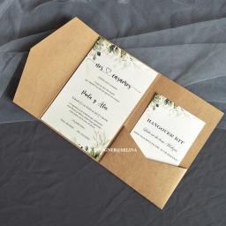 Trifold Cartões De Bolso Para Festa De Casamento, Papel Artesanal, Convites De Casamento, Impressão Personalizada RSVP, Inserir Envelope, 50X - Image 6