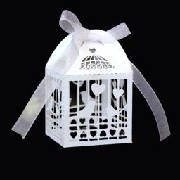 Caixa De Presentes De Casamento De Corte A Laser, Caixas Ocas De Doces Com Fita, Favores De Noiva, Coração Do Amor, Pássaro, Baby Shower, Decoração De Festa, 10Pcs - Image 3