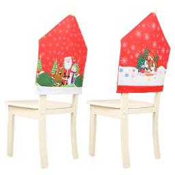 Capa de cadeira de jantar com estampa vermelha, ornamento de natal, natal, natal, boneco de algodão, hotel, decoração de festa, ano novo, 2020 - Image 5
