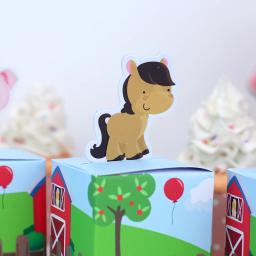 Caixas de presente com tema de animais de fazenda, sacos de doces, banho de bebê, personalizado, festa de parra, para crianças, decoração, lembrancinhas, 5 peças - Image 2
