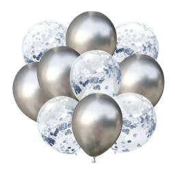 10 pçs balões de látex de metal conjunto de balões de confete para festa de aniversário de casamento balão decoração chá de bebê balões de hélio - Image 4