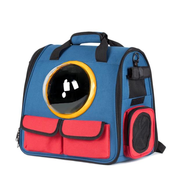 Mochila de transporte para pets com cápsula, conforto e estilo para cães e gatos, alça dupla de lona