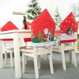 Capa de cadeira de jantar com estampa vermelha, ornamento de natal, natal, natal, boneco de algodão, hotel, decoração de festa, ano novo, 2020 - Image 3