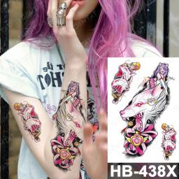 Tatuagem temporária à prova dwaterproof água adesivos gato raposa anime kawaii flash tatoo mulheres homens bonito rosa japonês arte do corpo manga falsa tatuagens tatuagem temporária de anime - Image 5