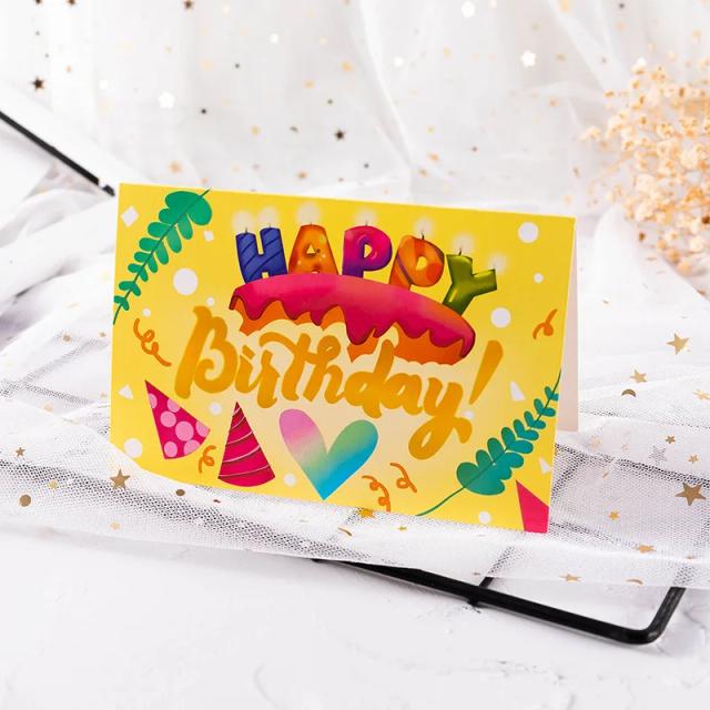 Cartões de Aniversário Dobráveis para Meninos e Meninas - Pacote com 10 Peças