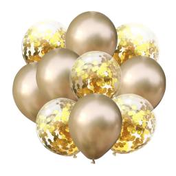 10 pçs balões de látex de metal conjunto de balões de confete para festa de aniversário de casamento balão decoração chá de bebê balões de hélio - Image 3