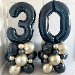 Torre de balões dourada e preta para homens, decorações de festas de aniversário, presentes de bricolage, 1 conjunto, 30, 40, 50, 60, 1 conjunto - Image 2