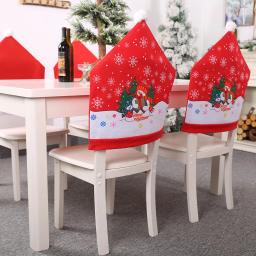 Capa de cadeira de jantar com estampa vermelha, ornamento de natal, natal, natal, boneco de algodão, hotel, decoração de festa, ano novo, 2020 - Image 1