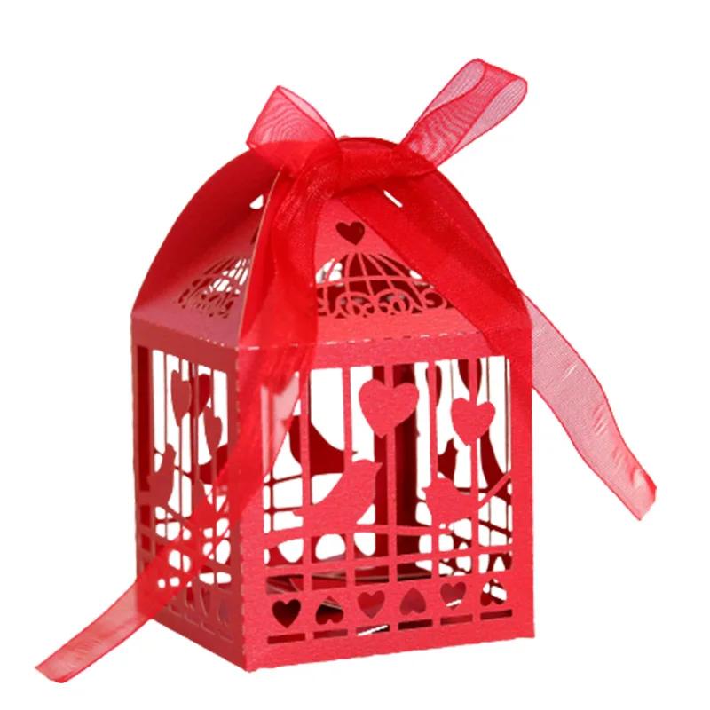 Caixa De Presentes De Casamento De Corte A Laser, Caixas Ocas De Doces Com Fita, Favores De Noiva, Coração Do Amor, Pássaro, Baby Shower, Decoração De Festa, 10Pcs - Image 1
