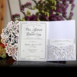 Cartões de visitas e convite de casamento cortados a laser, personalize sua empresa com cartões rsvp, produtos para convites de festas, com 10 peças - Image 2