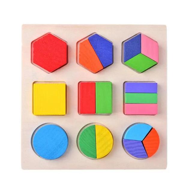 Brinquedos Montessori Formas Geométricas Madeira Jogo Educativo 15cm