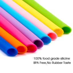 Canudos de silicone reutilizáveis, 8 peças, silicone de qualidade alimentar, flexíveis, dobrados, retas, com escova de limpeza, acessório de bar de festa - Image 2