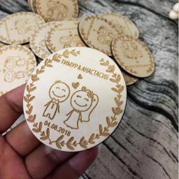 Lembrança de madeira casamento personalizada, imãs de madeira para save the date, presentes de casamento gravados para convidados, decoração de lembrança de casamento - Image 2
