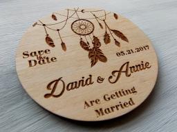 Salve o design do apanhador de sonhos, anúncio de casamento rústico, salvar o ímã da data, cartão de casamento, convite de data - Image 2
