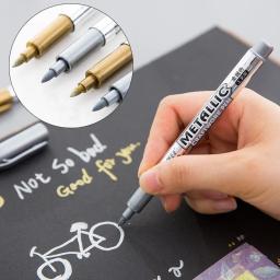 Impermeável Permanente Pintura Canetas Marcador, Ouro, Prata, Caneta Artesanato, Papelaria Estudante, Arte Suprimentos, 1.5mm, 1Pc - Image 1