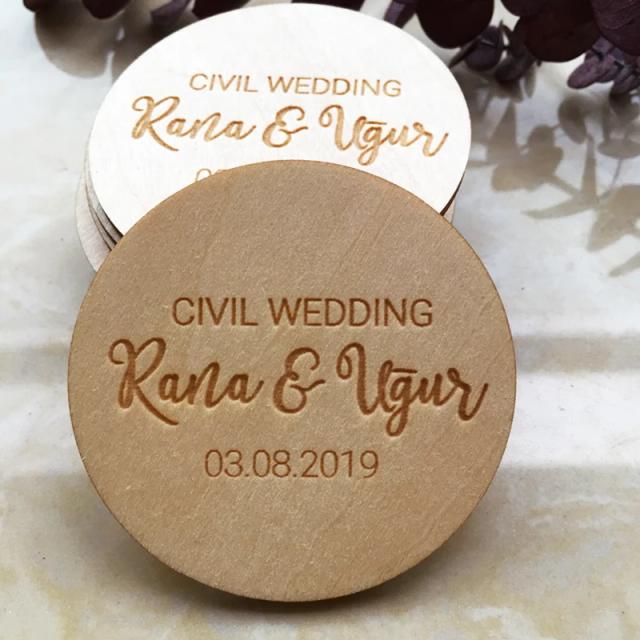 Lembrancinhas de Madeira Personalizadas para Casamentos: Ímãs Rústicos Save the Date para Aniversários e Chá de Noiva