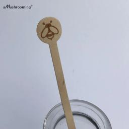 100 pçs mel abelha agitadores de madeira personalizado gravado bebida swizzle agitar varas de café redondas - Image 5