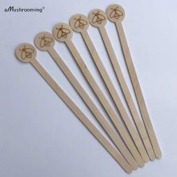 100 pçs mel abelha agitadores de madeira personalizado gravado bebida swizzle agitar varas de café redondas - Image 3