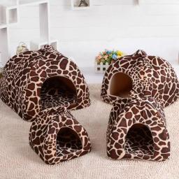 Tenda morango leopardo para animal de estimação, cesta quente e macia para gatos, cachorro, canil, cão de inverno, almofada, cesta, cama de animal, produtos para animais de estimação - Image 4
