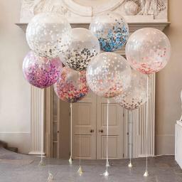 Balões de látex com brilhante confete para festa de bebê, decorações de aniversário, bola inflável para adulto, casamento, 5 pçs/lote - Image 2