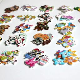 Botões de madeira para artesanato, 10/50 unidades, estilo misto de desenhos animados com costas planas para artesanato, scrapbooking e costura diy - Image 3