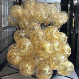 Balões de látex com brilhante confete para festa de bebê, decorações de aniversário, bola inflável para adulto, casamento, 5 pçs/lote - Image 1