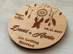 Salve o design do apanhador de sonhos, anúncio de casamento rústico, salvar o ímã da data, cartão de casamento, convite de data - Image 3
