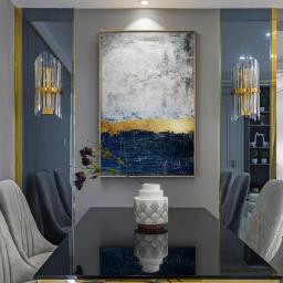 Quadros abstratos para parede, quadros azuis com folha de ouro, arte de parede para sala de estar, decoração marinha e de tamanho grande - Image 5