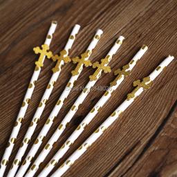Canudos para festa com glíter em cruz, canudos para bebês e batismo, decoração de festa de aniversário, primeira comunhão, batizado - Image 3