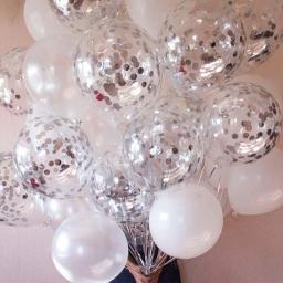Balões de látex com brilhante confete para festa de bebê, decorações de aniversário, bola inflável para adulto, casamento, 5 pçs/lote - Image 4