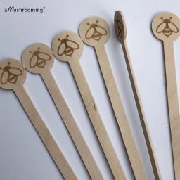 100 pçs mel abelha agitadores de madeira personalizado gravado bebida swizzle agitar varas de café redondas - Image 6