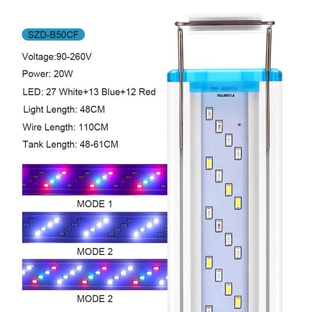 Lâmpada LED Extensível para Aquários 18-58cm: Iluminação Ideal para Plantas e Peixes em Ambientes Aquáticos
