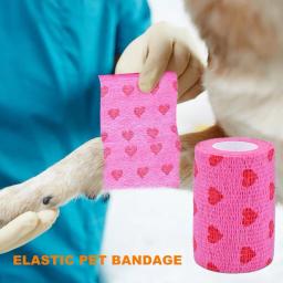 Bandagem elástica autoadesiva para o cão de estimação gato bandagem perna capa protetor cinta médica bandagem coesa não tecida bandagem - Image 4