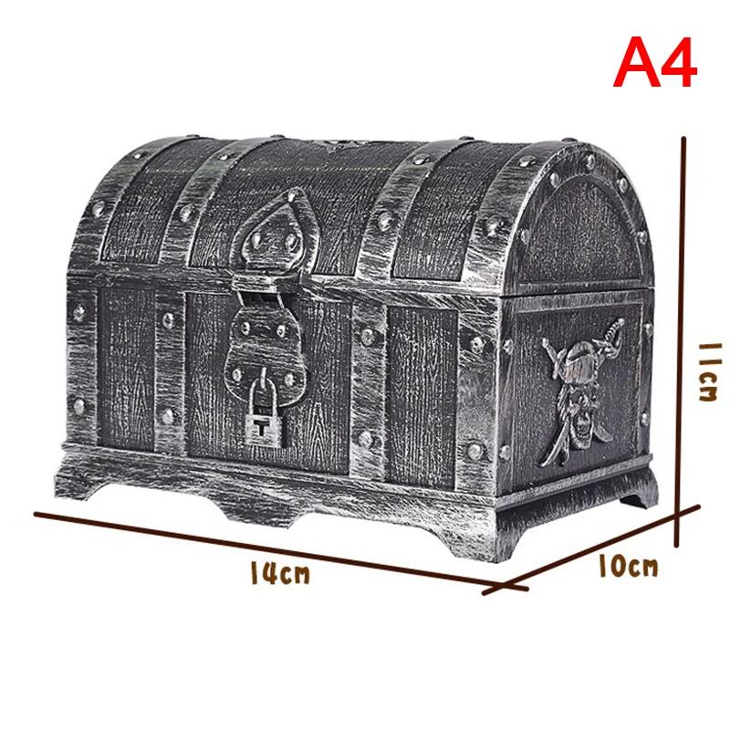 Caixa retrô de tesouro com fechadura, brinquedos para festa, lembranças, adereços, decoração, caixa de joias pirata, organizador de armazenamento, 1 peça - Image 1