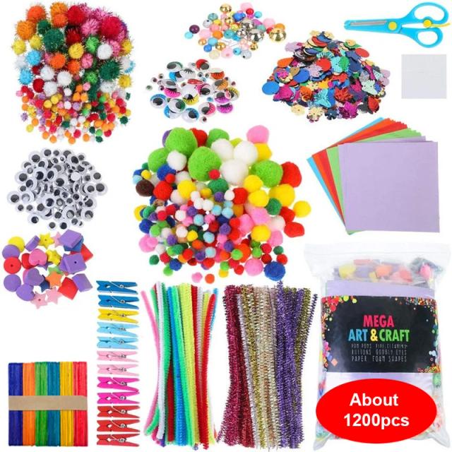 Suprimentos Completo de Artes e Artesanato para Crianças: Brinquedos com Lantejoulas, Adesivos de Diamante e Materiais DIY para Projetos Escolares