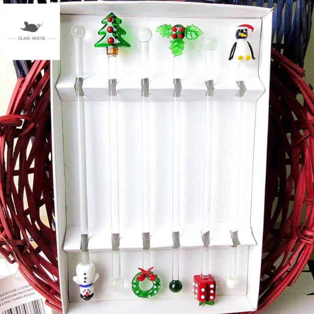 Decoração de Natal Personalizada: Misturador de Vidro e Coquetel Artesanal com Agitador e Concha