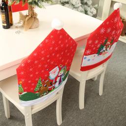 Capa de cadeira de jantar com estampa vermelha, ornamento de natal, natal, natal, boneco de algodão, hotel, decoração de festa, ano novo, 2020 - Image 4