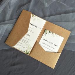 Trifold Cartões De Bolso Para Festa De Casamento, Papel Artesanal, Convites De Casamento, Impressão Personalizada RSVP, Inserir Envelope, 50X - Image 4