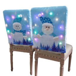 Capa decorativa com led para cadeira de natal, com boneco de algodão, para iluminar as costas - Image 1