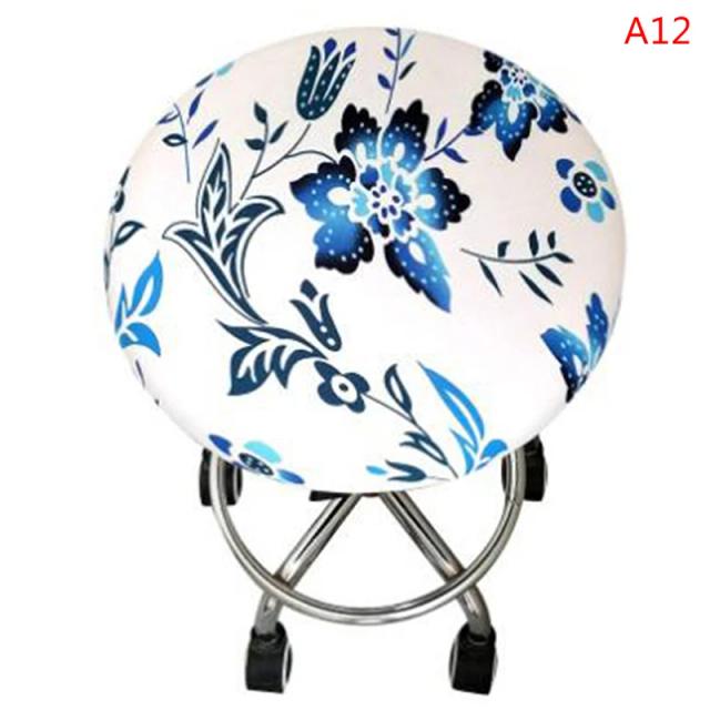 Capa Elástica Floral para Cadeira Redonda de Bar - Conforto e Estilo para Sua Casa
