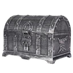 Caixa retrô de tesouro com fechadura, brinquedos para festa, lembranças, adereços, decoração, caixa de joias pirata, organizador de armazenamento, 1 peça - Image 4