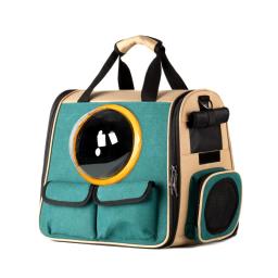 Mochila para transporte de animais de estimação, bolsa para cães e gatos, transporte com cápsula, ombro duplo, de lona, suprimentos para pet - Image 1