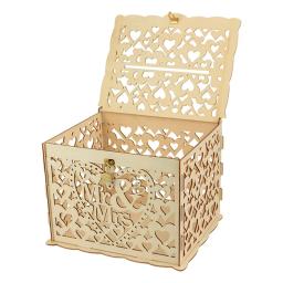 Caixa de cartão de casamento com fechadura, faça você mesmo, rústico, sinal de cartão de casamento, caixa de madeira para presente, decoração de festa de aniversário de casamento - Image 4