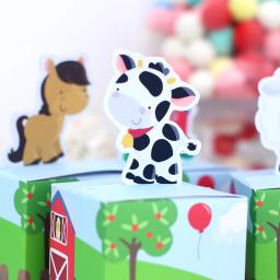 Caixas de presente com tema de animais de fazenda, sacos de doces, banho de bebê, personalizado, festa de parra, para crianças, decoração, lembrancinhas, 5 peças - Image 1
