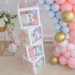Nome Transparente e Idade Caixa Balão, Decoração Do Chuveiro Do Bebê, Decoração Da Festa De Aniversário, Menina e Menino, Suprimentos Do Chuveiro Do Bebê - Image 1