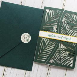 Convites impressos personalizados do casamento com cartão RSVP, casamentos e convites de noivado, decoração verde do partido do tema - Image 6