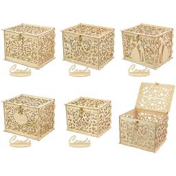 Caixa de cartão de casamento com fechadura, faça você mesmo, rústico, sinal de cartão de casamento, caixa de madeira para presente, decoração de festa de aniversário de casamento - Image 6